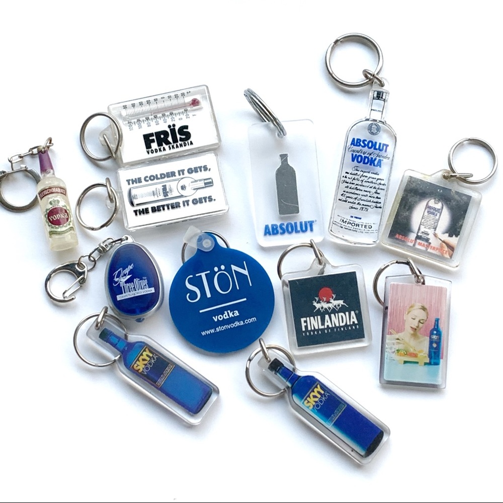 Vintage ABSOLUT VODKA Advertising Keychains